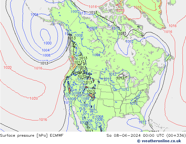 Bodendruck ECMWF Sa 08.06.2024 00 UTC