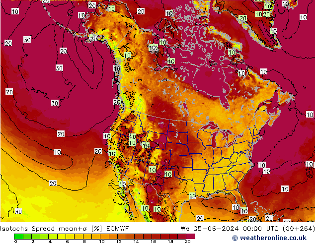 Isotachen Spread ECMWF Mi 05.06.2024 00 UTC