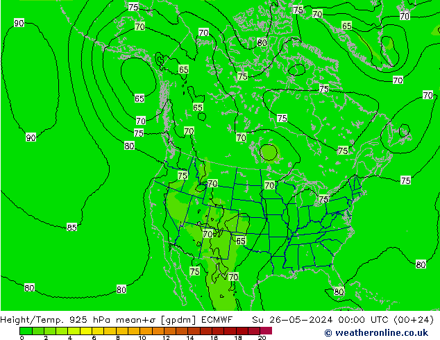 Height/Temp. 925 hPa ECMWF Su 26.05.2024 00 UTC