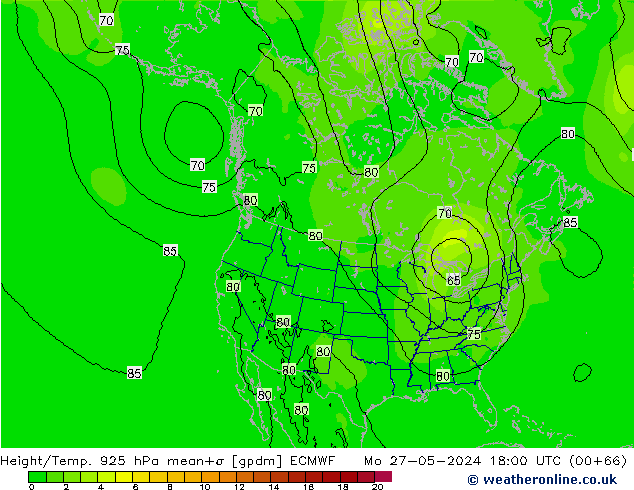 Height/Temp. 925 hPa ECMWF Mo 27.05.2024 18 UTC