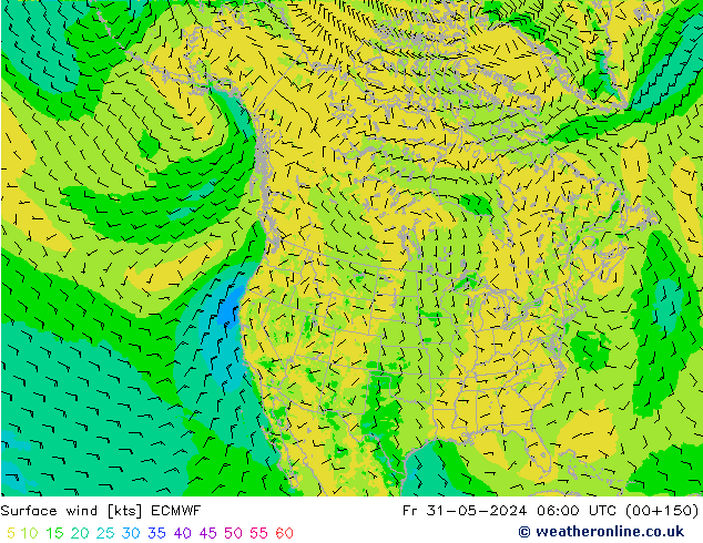 Rüzgar 10 m ECMWF Cu 31.05.2024 06 UTC