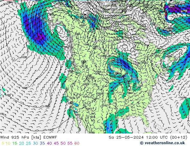 Wind 925 hPa ECMWF Sa 25.05.2024 12 UTC