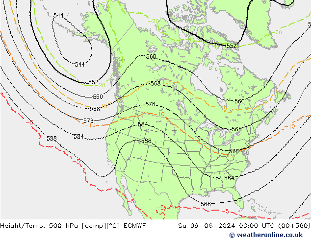 Yükseklik/Sıc. 500 hPa ECMWF Paz 09.06.2024 00 UTC