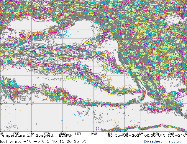 карта температуры Spaghetti ECMWF пн 03.06.2024 00 UTC