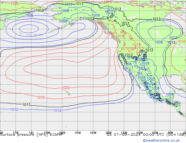 приземное давление ECMWF сб 01.06.2024 00 UTC