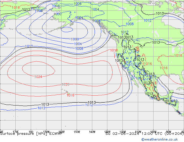 pressão do solo ECMWF Dom 02.06.2024 12 UTC