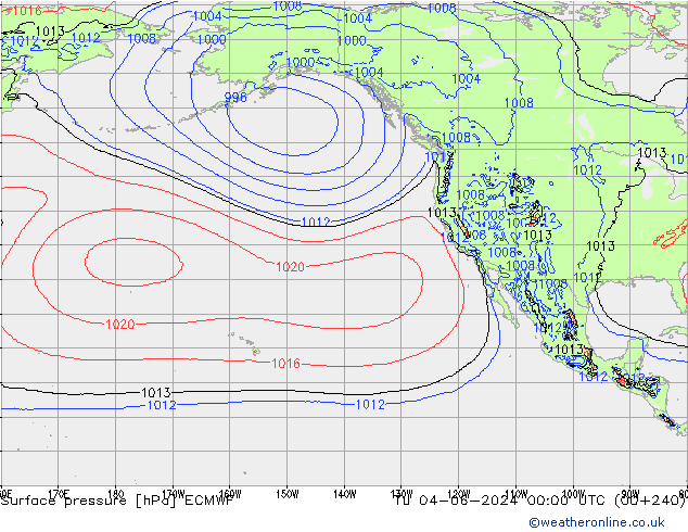 pressão do solo ECMWF Ter 04.06.2024 00 UTC