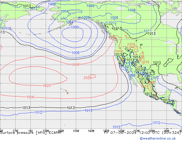 приземное давление ECMWF пт 07.06.2024 12 UTC