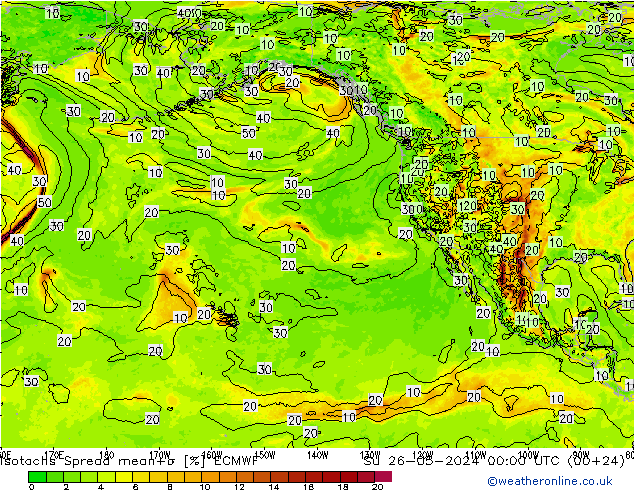 Izotacha Spread ECMWF nie. 26.05.2024 00 UTC