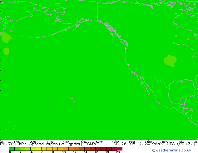 RH 700 hPa Spread ECMWF Su 26.05.2024 06 UTC