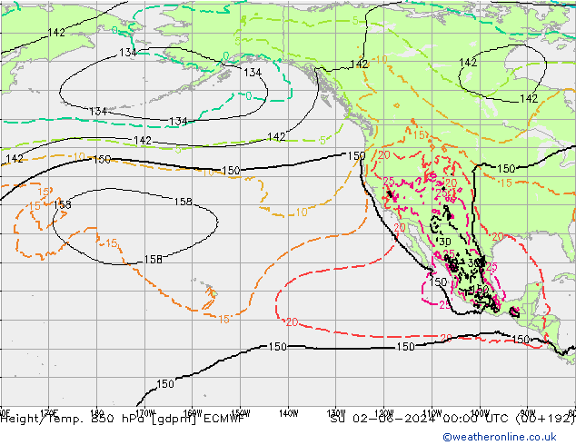 Height/Temp. 850 hPa ECMWF  02.06.2024 00 UTC