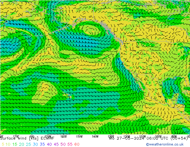 Vent 10 m ECMWF lun 27.05.2024 06 UTC