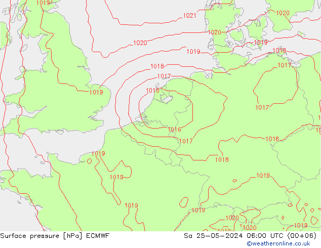 Surface pressure ECMWF Sa 25.05.2024 06 UTC