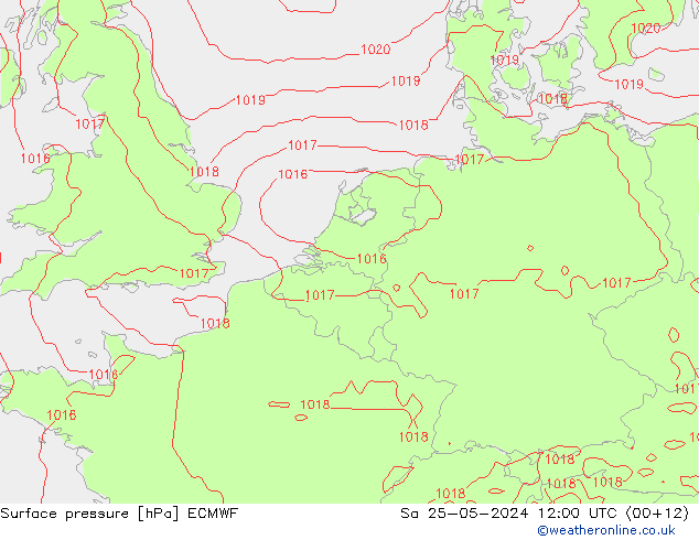 Surface pressure ECMWF Sa 25.05.2024 12 UTC