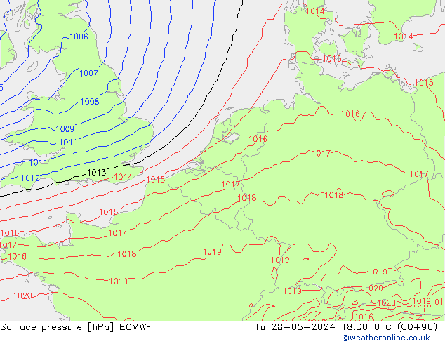 Luchtdruk (Grond) ECMWF di 28.05.2024 18 UTC