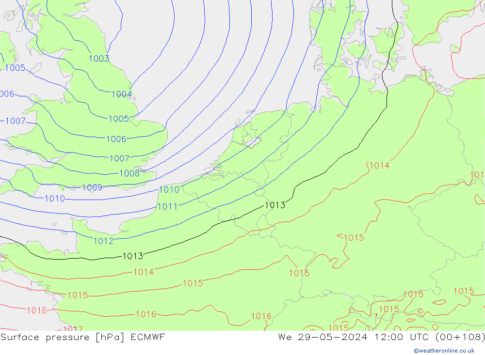 ciśnienie ECMWF śro. 29.05.2024 12 UTC