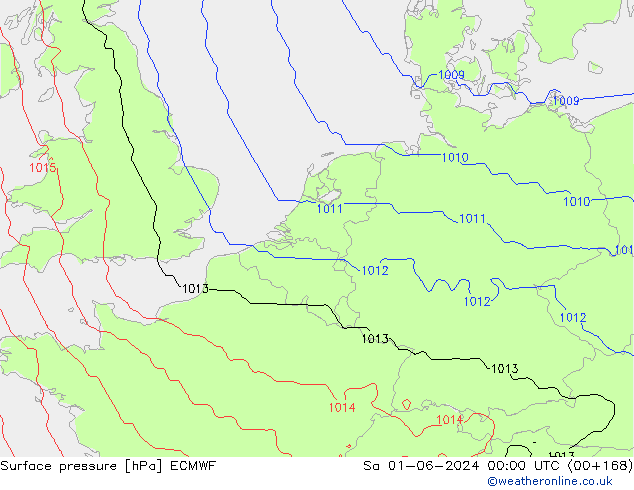 Pressione al suolo ECMWF sab 01.06.2024 00 UTC