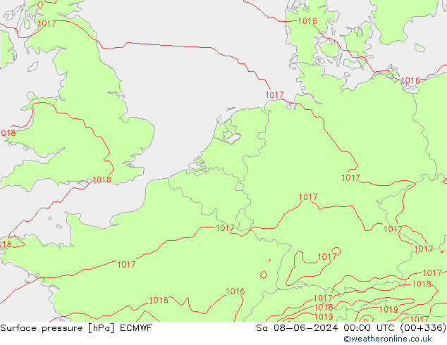 Surface pressure ECMWF Sa 08.06.2024 00 UTC