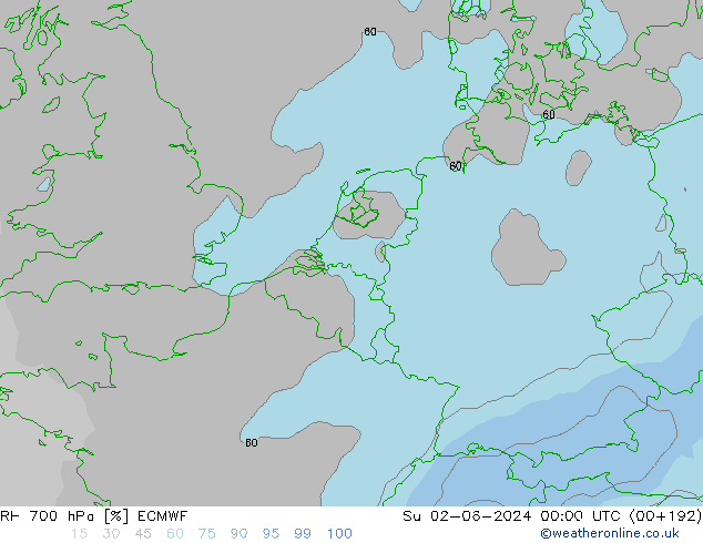 RH 700 hPa ECMWF Su 02.06.2024 00 UTC