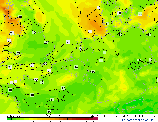 Isotachs Spread ECMWF  27.05.2024 00 UTC