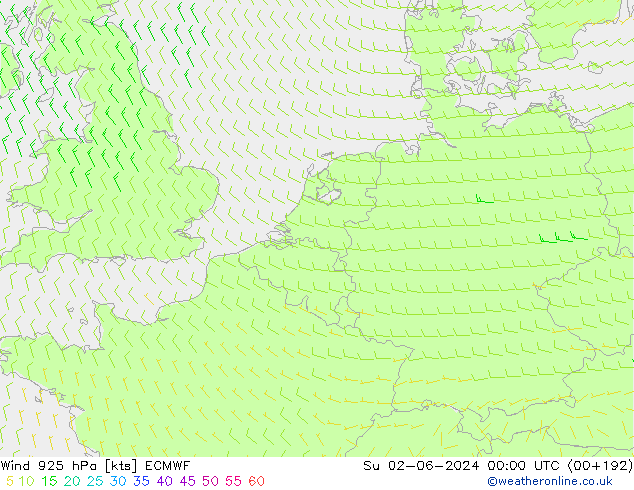 Wind 925 hPa ECMWF So 02.06.2024 00 UTC