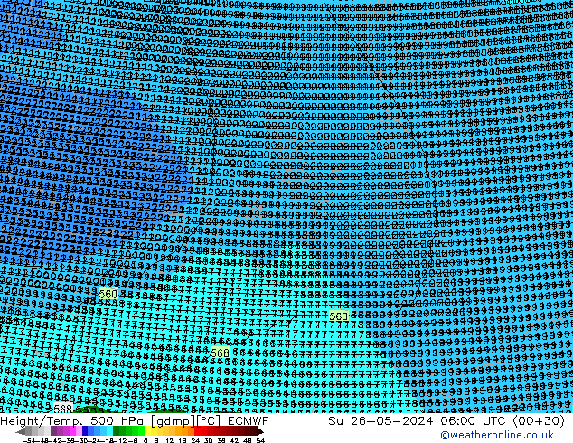 Height/Temp. 500 hPa ECMWF Dom 26.05.2024 06 UTC