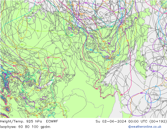 Hoogte/Temp. 925 hPa ECMWF zo 02.06.2024 00 UTC