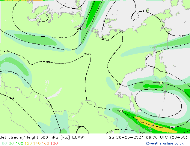 Jet stream/Height 300 hPa ECMWF Su 26.05.2024 06 UTC