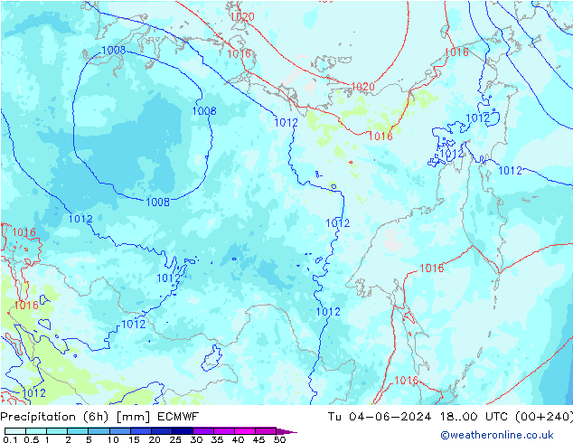 Precipitación (6h) ECMWF mar 04.06.2024 00 UTC