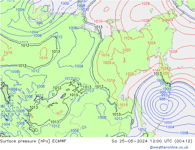 Luchtdruk (Grond) ECMWF za 25.05.2024 12 UTC