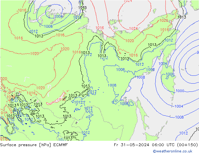 Surface pressure ECMWF Fr 31.05.2024 06 UTC