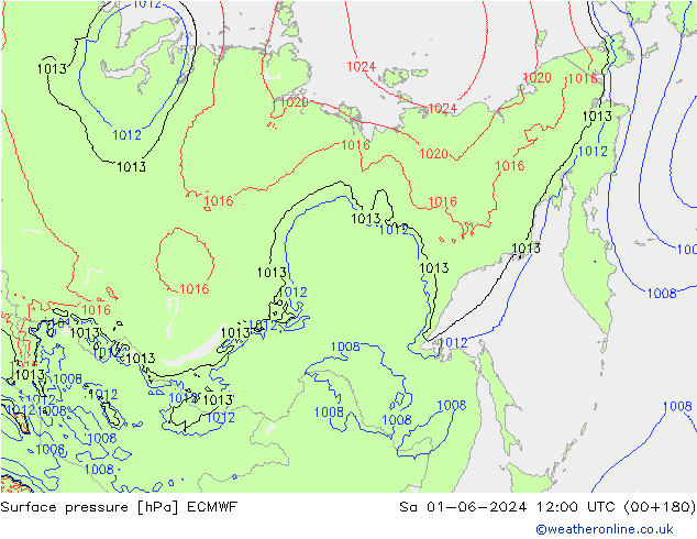 pressão do solo ECMWF Sáb 01.06.2024 12 UTC