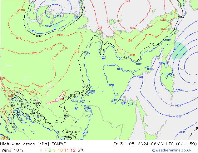 yüksek rüzgarlı alanlar ECMWF Cu 31.05.2024 06 UTC