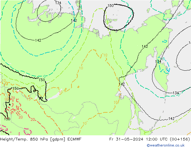 Height/Temp. 850 hPa ECMWF ven 31.05.2024 12 UTC