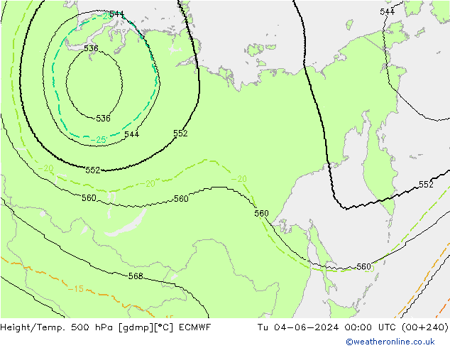 Height/Temp. 500 гПа ECMWF вт 04.06.2024 00 UTC