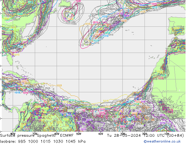 Luchtdruk op zeeniveau Spaghetti ECMWF di 28.05.2024 12 UTC