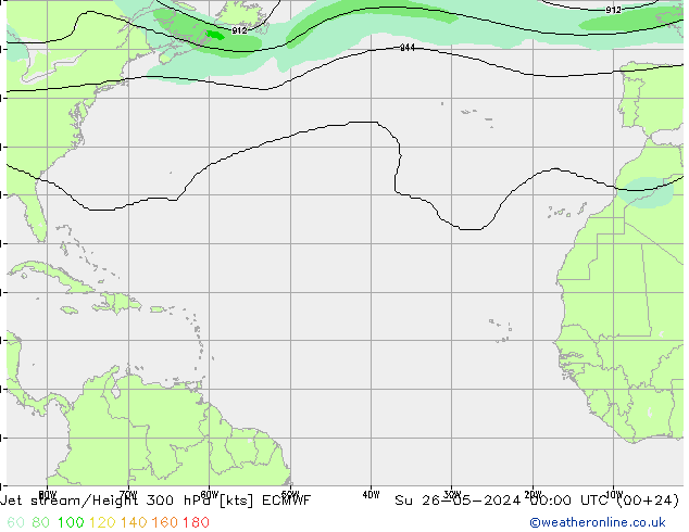 Jet stream ECMWF Dom 26.05.2024 00 UTC