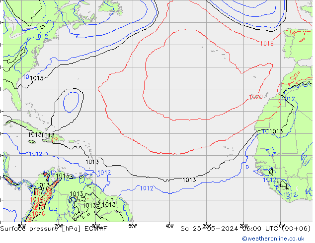 Luchtdruk (Grond) ECMWF za 25.05.2024 06 UTC