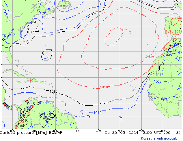 pressão do solo ECMWF Sáb 25.05.2024 18 UTC