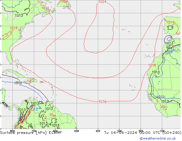 Yer basıncı ECMWF Sa 04.06.2024 00 UTC