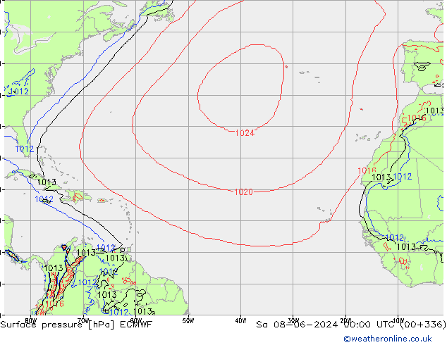 Bodendruck ECMWF Sa 08.06.2024 00 UTC