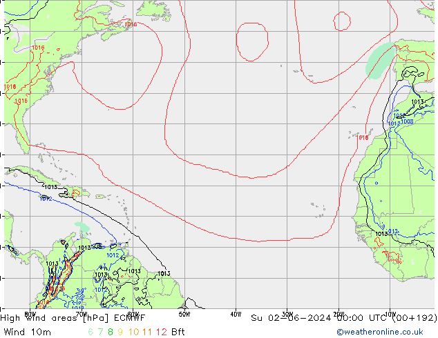 High wind areas ECMWF Dom 02.06.2024 00 UTC