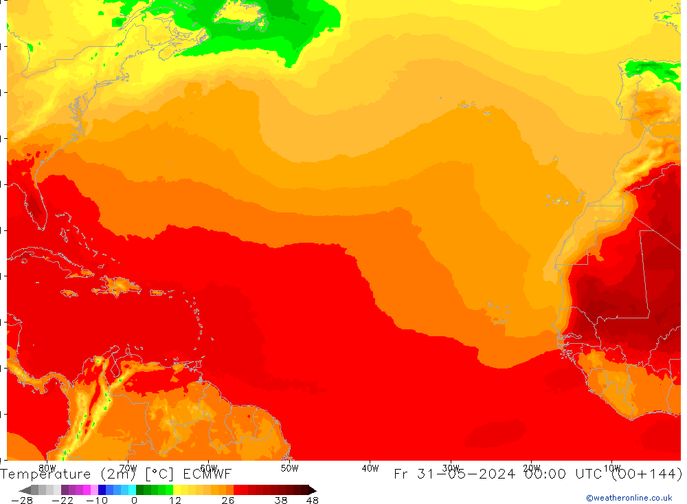 Temperature (2m) ECMWF Fr 31.05.2024 00 UTC