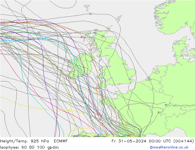 Geop./Temp. 925 hPa ECMWF vie 31.05.2024 00 UTC