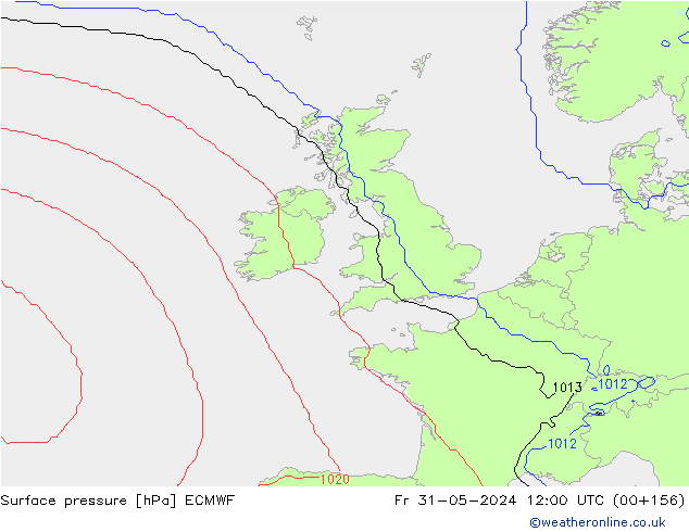 Pressione al suolo ECMWF ven 31.05.2024 12 UTC