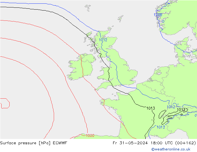 pressão do solo ECMWF Sex 31.05.2024 18 UTC