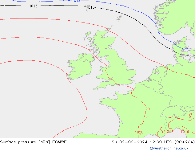 Yer basıncı ECMWF Paz 02.06.2024 12 UTC