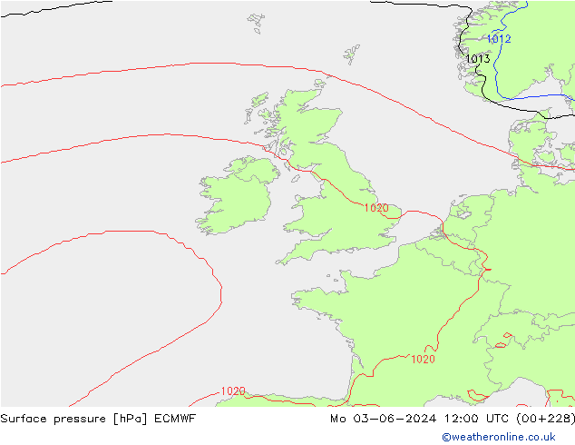 Bodendruck ECMWF Mo 03.06.2024 12 UTC