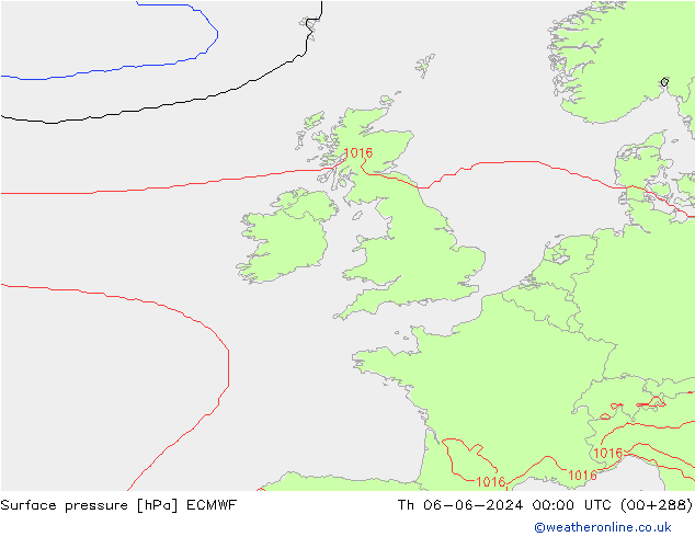 Surface pressure ECMWF Th 06.06.2024 00 UTC