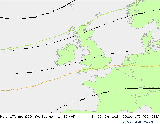 Hoogte/Temp. 500 hPa ECMWF do 06.06.2024 00 UTC